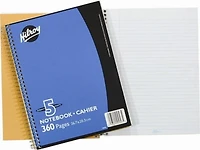 Hilroy Coil Notebook with Margin, 5 Subject , 10-½ X 8, 360 Pages, Assorted Colours, 5 Subject Notebook