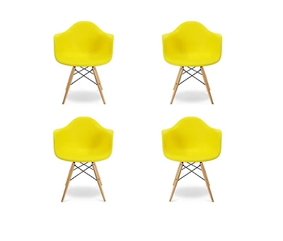 Chaise seau Eiffel pour enfant de couleur jaune - Lot de 4