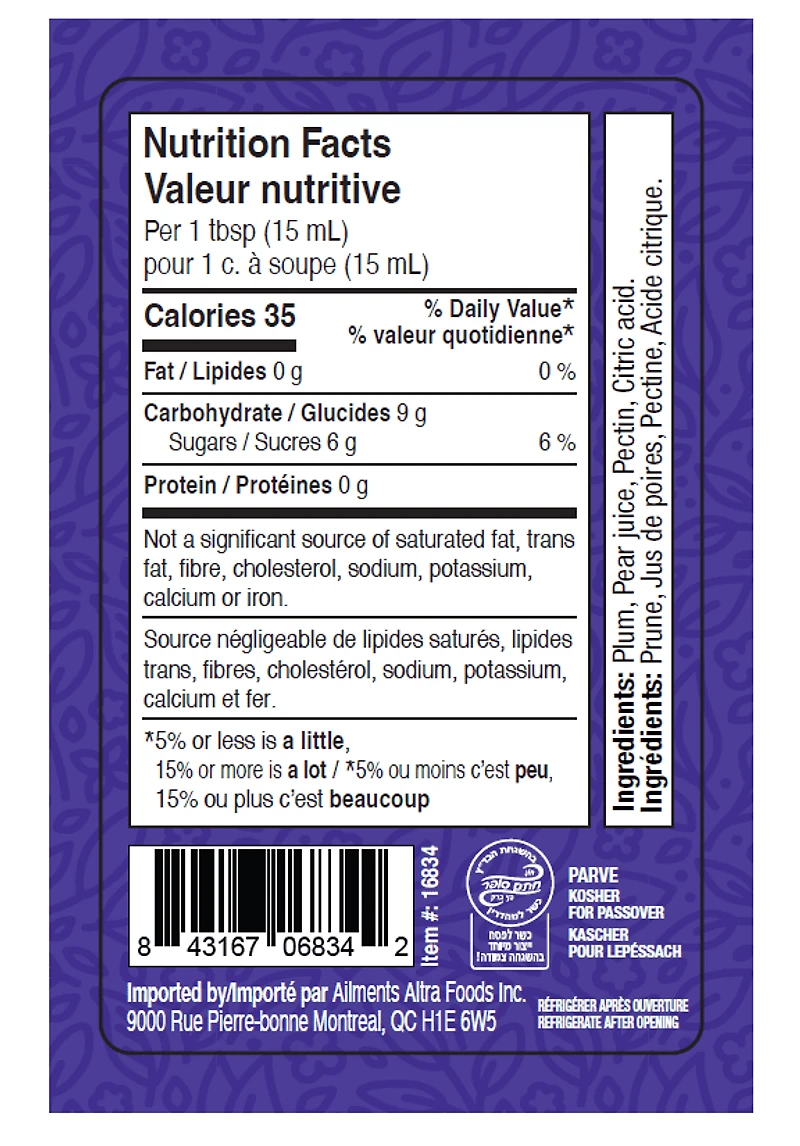 Pierre Bonne confiture de prunes KPY 250ml