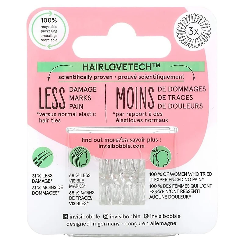 Invisibobble The Traceless 3 Pack Clear Hair Rings