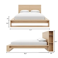 Torino Queen Size Bedset with Bookcase Headboard and Slatted Bedframe
