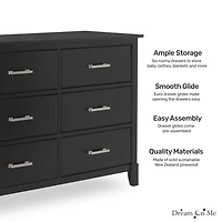 Dream On Me Universal Double Dresser I Kids Bedroom Dresser I Six Drawers Dresser I Mid Century Modern