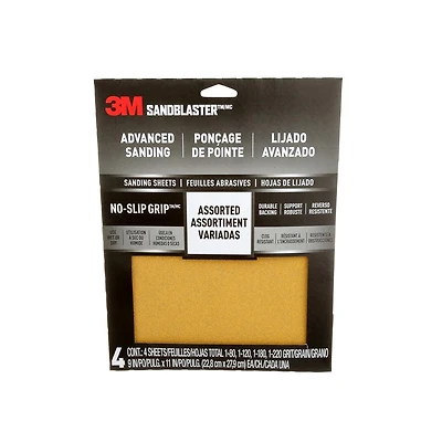 3M™ SandBlaster™ Advanced Sanding Sanding Sheets 20000-G-4, with NO-SLIP GRIP, Assorted Grit