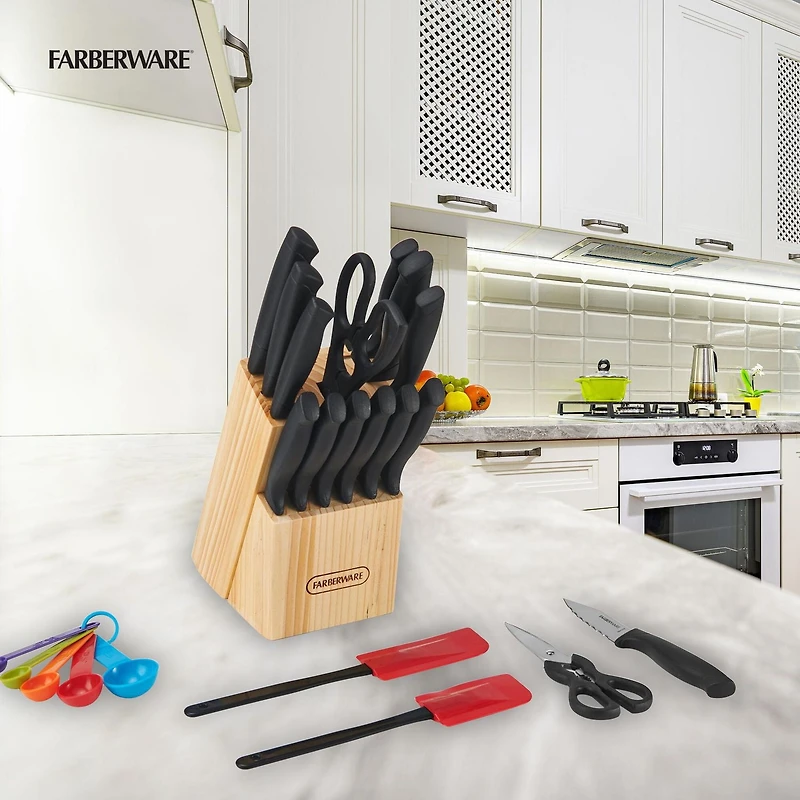 Farberware 23 piece Knife Set, Dishwasher safe.