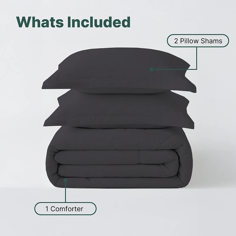 Beddora 3-Piece Ultra-Soft Comforter Set, All-Season, Wrinkle-Free, Lightweight Microfiber, Hypoallergenic – King Forged Iron