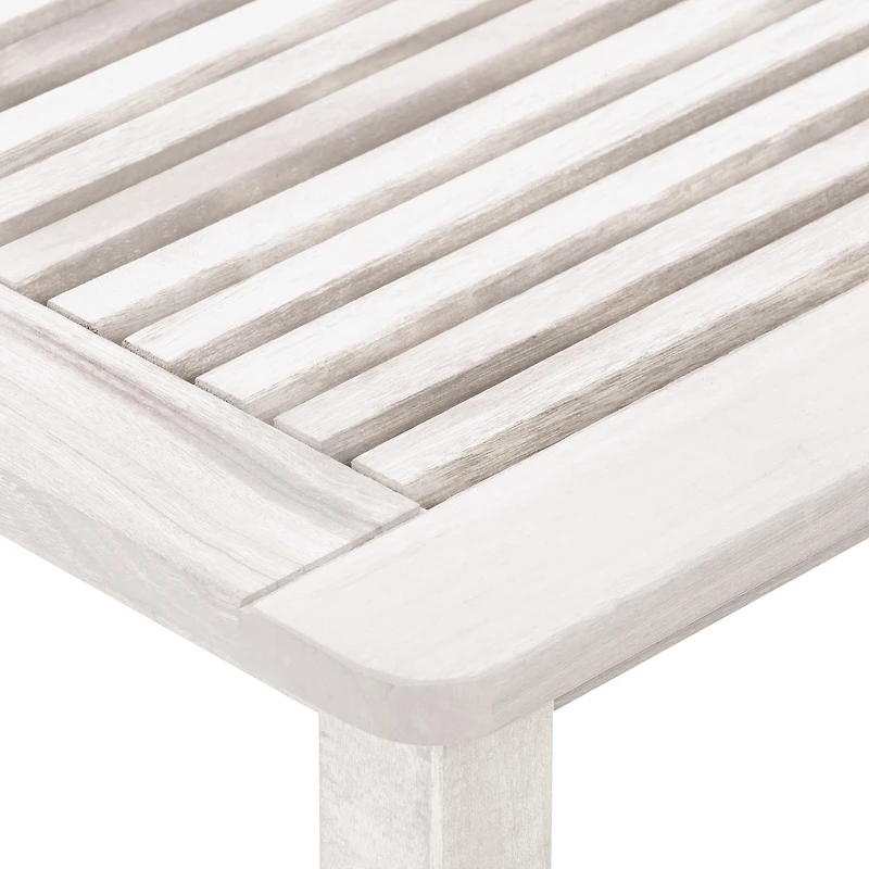 CorLiving Miramar Hardwood Outdoor Square Slat Top End Table, White