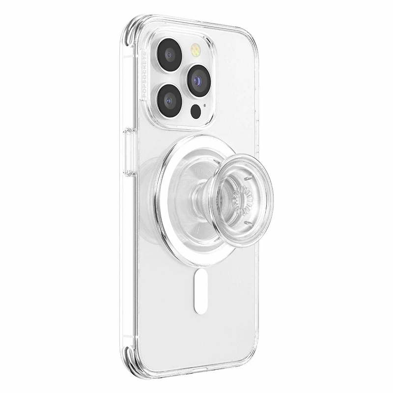 PopSockets PopGrip, Clear; For MagSafe Round with Adapter Ring., Magnetic Grip & stand. Now compatible with ALL PHONES. Easy on. Easy off. Easy charge. No adhesive required.