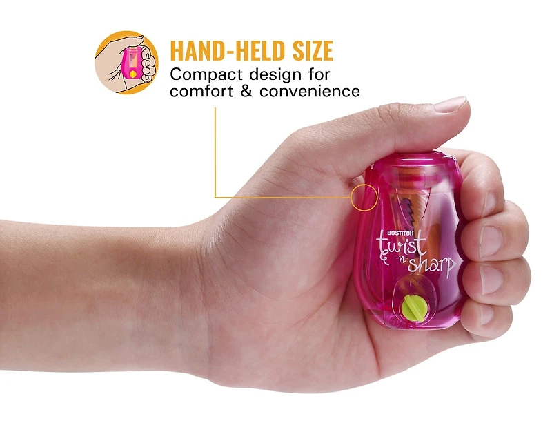 Taille-crayon manuel Twist-n-Sharp de Bostitch pour crayons de couleurs variées