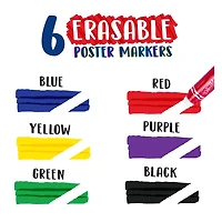 Crayola Project Erasable Poster Markers, 6 Count, Bold colours that you can erase