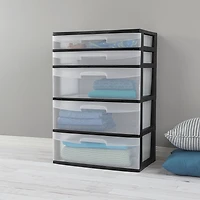 Sterilite 5 Drawer Black Wide Cart, 1 unit