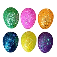 Paquet de six œufs de Pâques en plastique à remplir aux couleurs vives scintillantes de 55 mm de Way To Celebrate