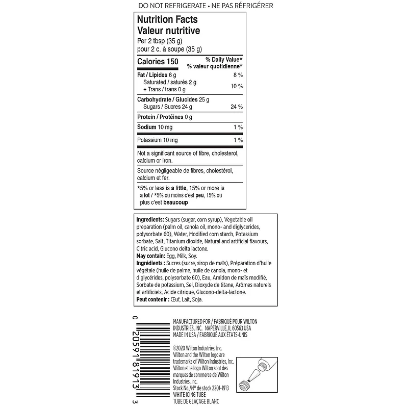 Tube de glaçage blanc prêt à l’emploi Wilton Glaçage blanc, 120 g (4,25 oz)