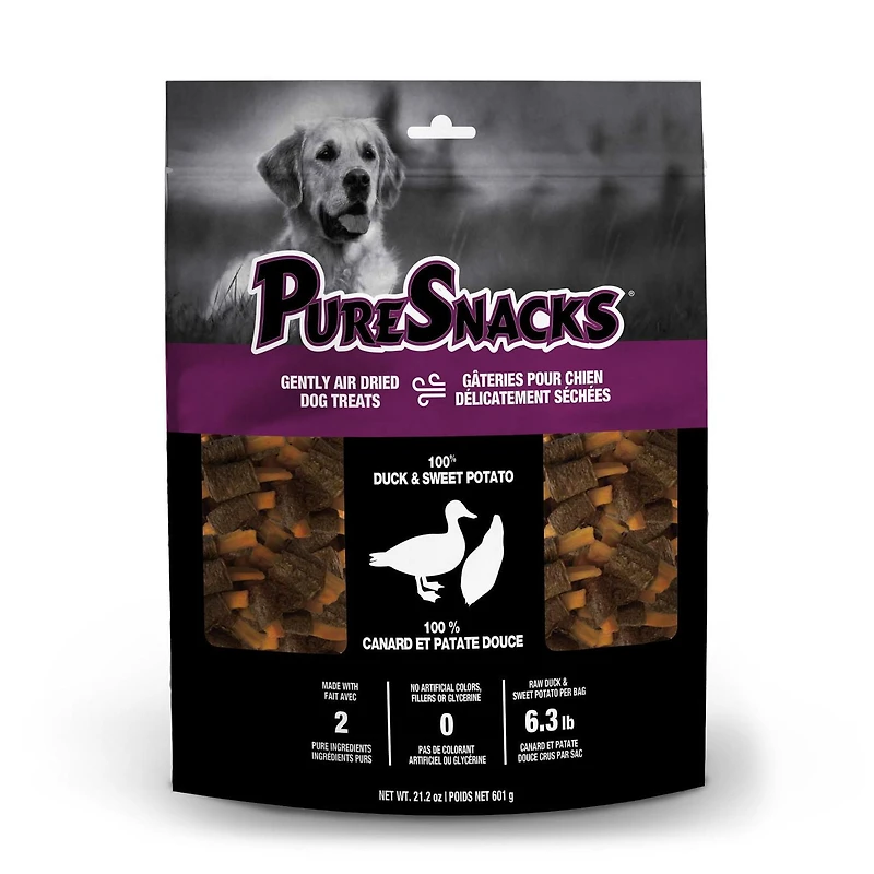PureSnacks jerky de canard et patate douce pour chien 601g