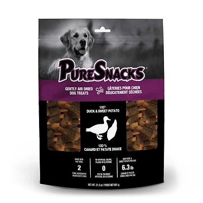 PureSnacks jerky de canard et patate douce pour chien 601g