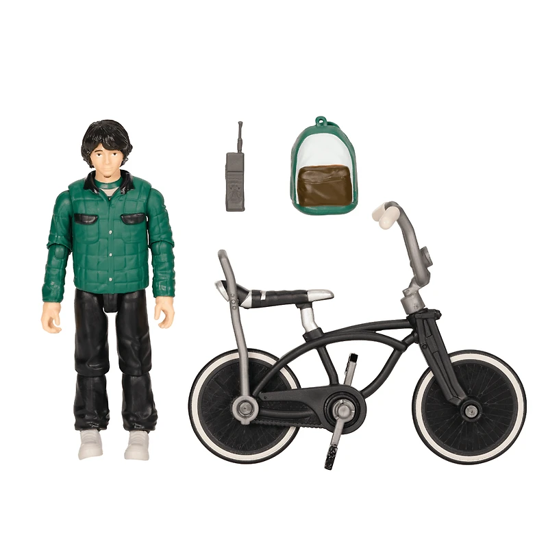 Figurine d'action articulée Mike Wheeler Stranger Things (Saison 1) - 4 pouces avec vélo pis accessoires.
