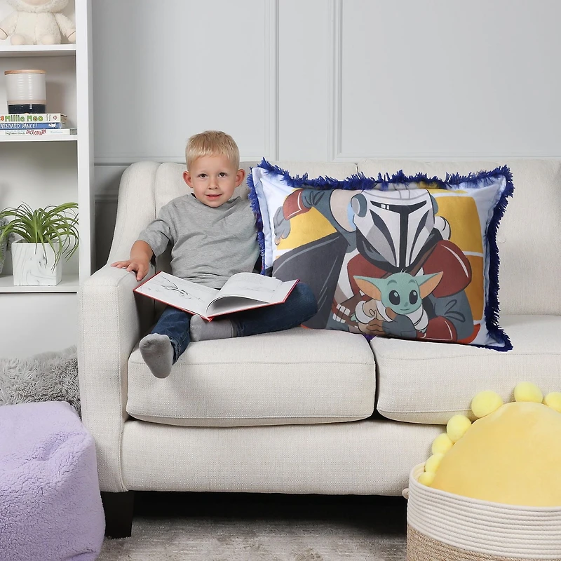 Star Wars The Mandalorian Kids Jumbo Funky Fur Pillow, 20” x 30”