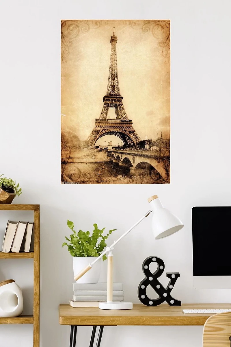 The Eiffel Tower - Rustic Wall Poster, 22.375" x 34"