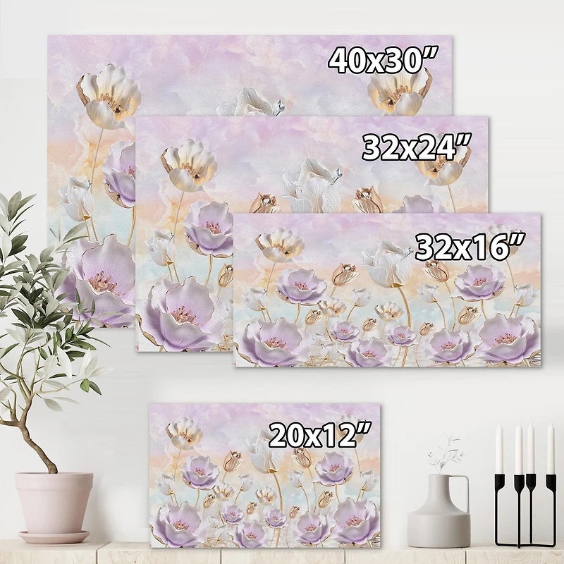 Designart Blossoming Flowers In Pastel Tones Canvas Wall Art