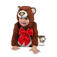 Costume d'ours en peluche pour enfant avec pot de miel