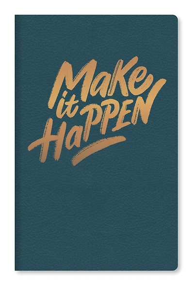 Markings by C.R. Gibson Medium Classic Leather Flexi Journal, Blue Make It Happen