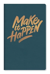 Markings by C.R. Gibson Medium Classic Leather Flexi Journal, Blue Make It Happen