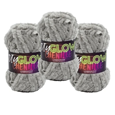 Fil Lion Brand DIY Glow Chenille #6 Super Bulky Fil Polyester 3 Paquet, 50g/29m