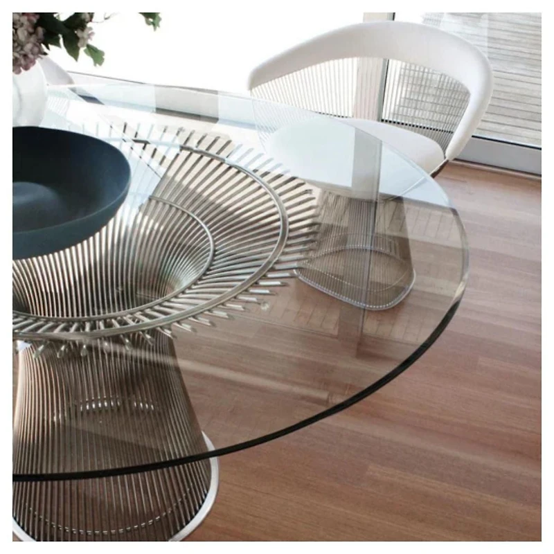 Palma Dining Table With Tempered Glass Top And Chrome Metal Base