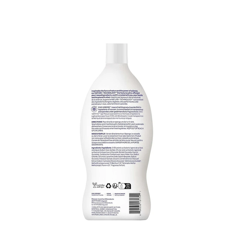 ATTITUDE nature+ technology, Dishwashing Liquid, Green Apple & Basil 700ML