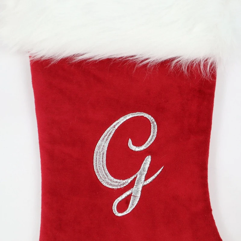 HOLIDAY TIME 19IN VELVET MONOGRAM STOCKING G