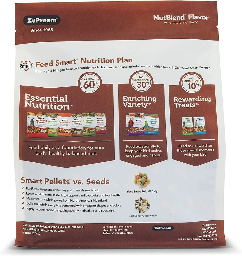 Nourriture quotidienne pour oiseaux Zupreem NutBlend à saveur naturelle