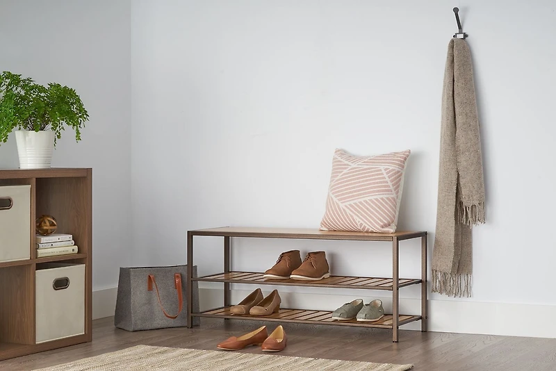TRINITY 3-Tier |42" x 14" x 18"| Bamboo Shoe Bench| Bronze Anthracite