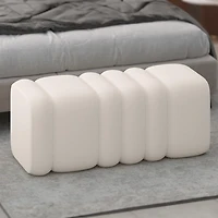 Contemporary Boucle Fabric Large Ottoman Bench - Ivory