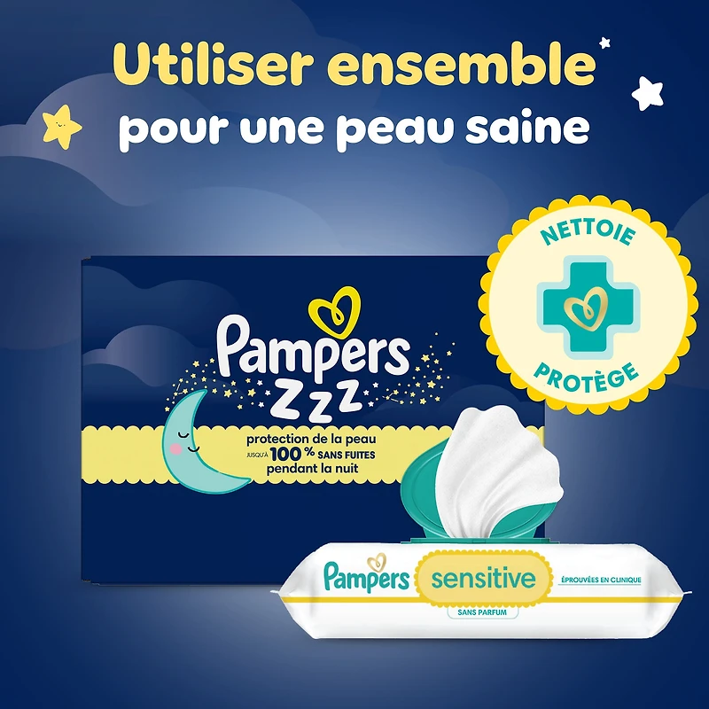 Couches Pampers Swaddlers Overnight, format Super S3 à S7 Tailles 3-7, 66-36 couches