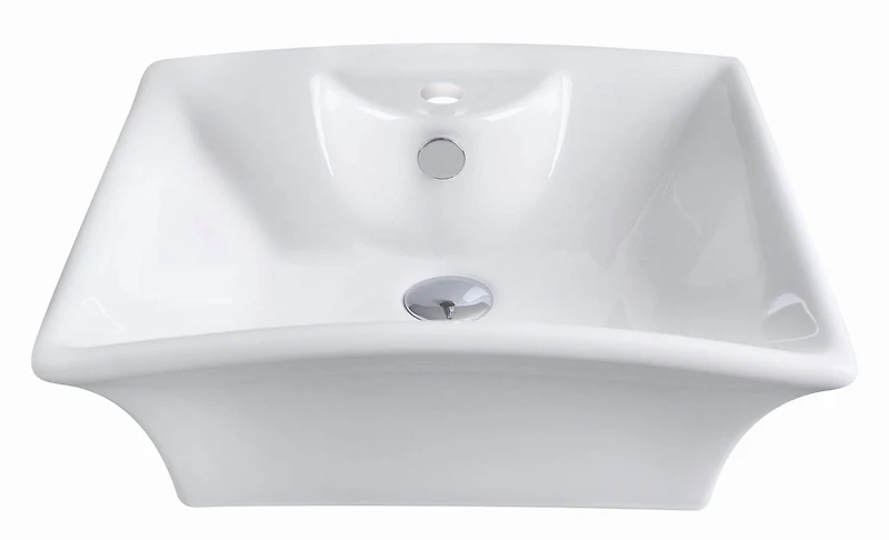 in. W Above Counter White Bathroom Vessel Sink Set For 1 Hole Center Faucet AI
