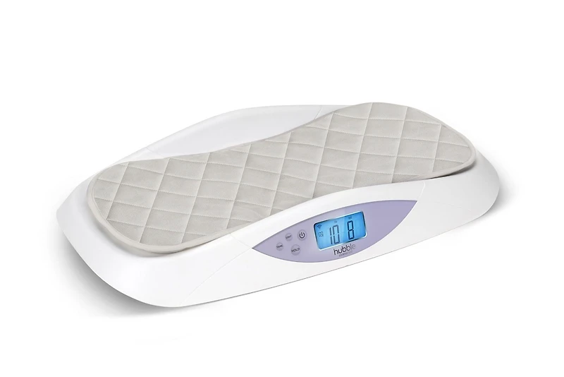 Hubble Pèse-Bébé Intelligent Grow & Tapis à Langer - Design Ergonomique, Tracker Bébé Bluetooth - Housse Douce, Lavable, Hypoallergénique - 4 Capteurs pour Précision - Léger et Portable - Fonctions Ta
