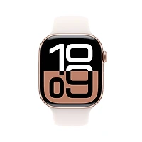 Apple Watch Series 10 GPS 46mm avec boîtier en aluminium rose doré et bracelet sport rose pâle - M/G