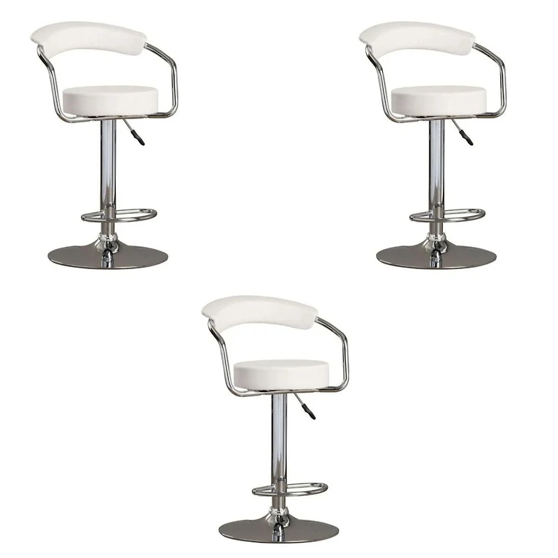 Tabouret réglable de la collection Heavenly avec base en acier inoxydable. ENSEMBLE DE 3