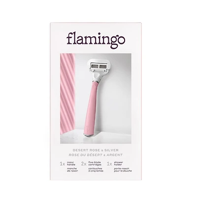 Flamingo Women's 5-blade Razor with Replacement Blade Cartridge – Desert Rose