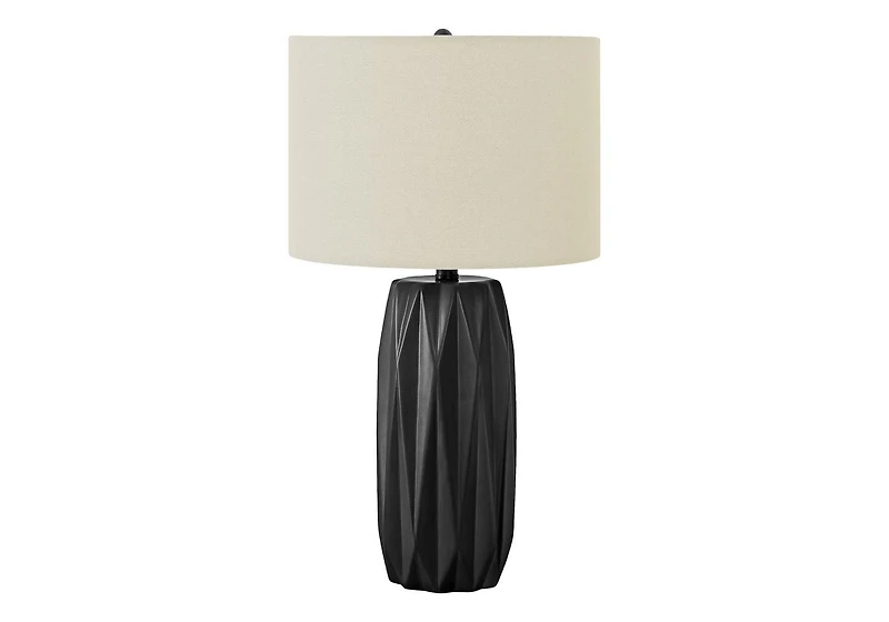 Monarch Specialties  Luminaire, 25"h, Lampe De Table, Noir Céramique, Teinte Ivoire / Crème, Contemporain