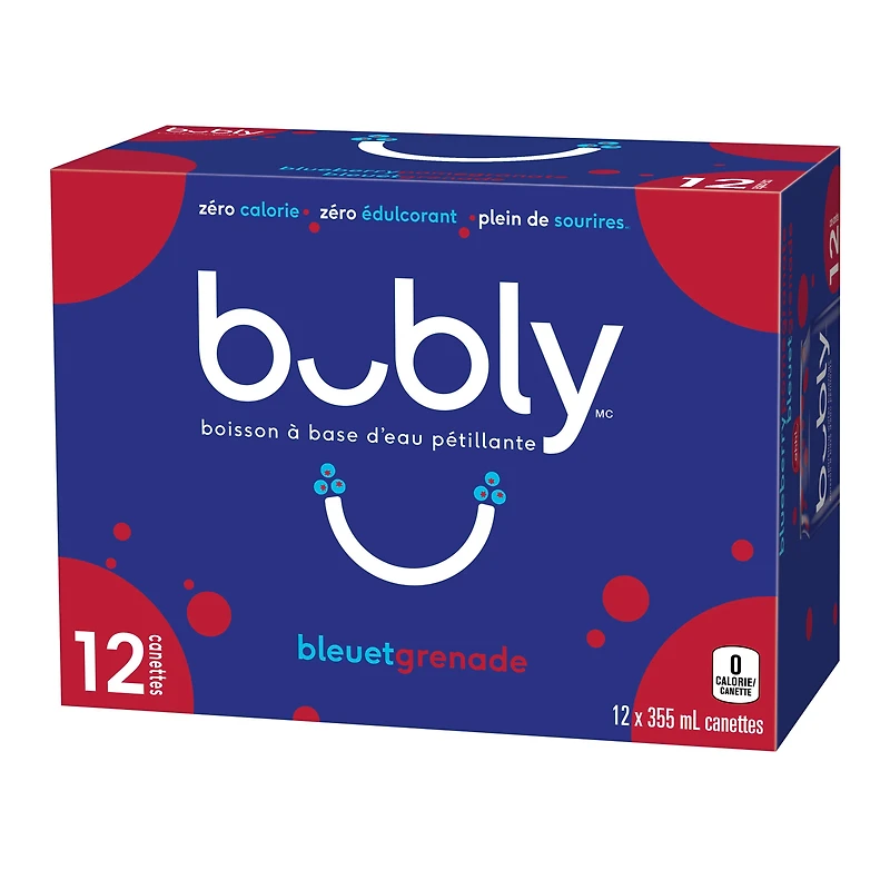 Bubly Blueberry Pomegranate Sparkling Water 12 x355 mL, Cans, 12 x355 mL