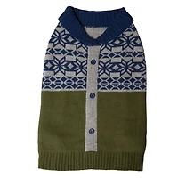 Holiday Time Pull pour chien cardigan jacquard vert