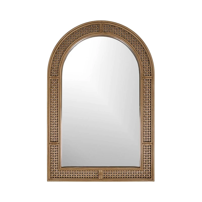 Rattan Natural Arched Mirror, 24x36"