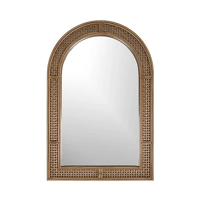 Miroir arqué naturel en rotin, 24x36"