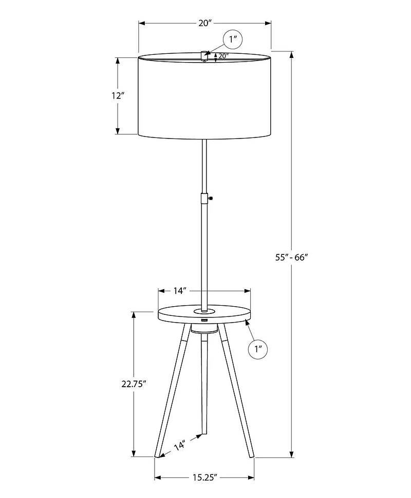Monarch Specialties Lighting, Floor Lamp, 63"h, Black Metal, Ivory / Cream Shade, Contemporary