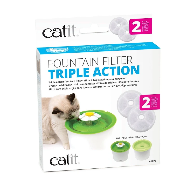 Filtres Catit à triple action pour abreuvoir, paquet de 2 Filtres pour abreuvoir
