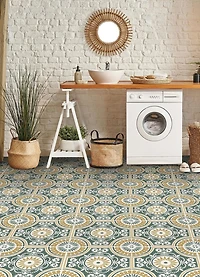 FloorPops Ezra Yellow Peel & Stick Floor Tiles Set of 20