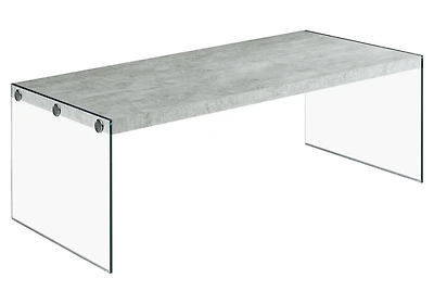 Monarch Specialties Coffee Table, Accent, Cocktail, Rectangular, Living Room, 44"l, Tempered Glass, Laminate, Grey, Clear, Contemporary, Modern
