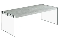 Monarch Specialties Coffee Table, Accent, Cocktail, Rectangular, Living Room, 44"l, Tempered Glass, Laminate, Grey, Clear, Contemporary, Modern