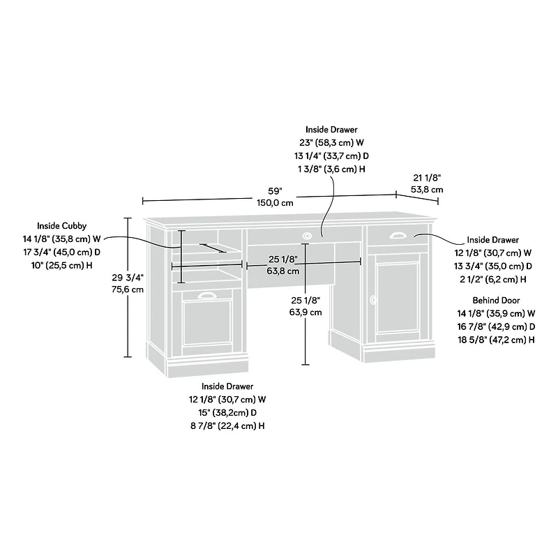 Sauder® Collection Barrister Lane Bureau Ministre en Finition Salt Oak