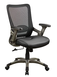 Work Smart Black Screen Back Chair with Faux Leather Seat And Titanium Base